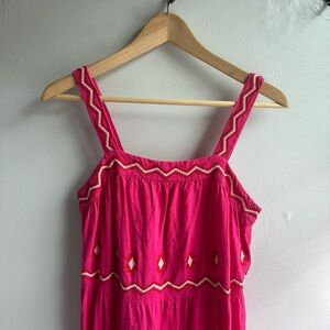 LOFT Fuchsia Embroidered Dress